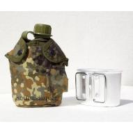 Water bottles and hydration bags US polymer water canteen pouch with cup and cover, flecktarn