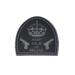 Nášivka Keep calm and reload, 3D, černá
