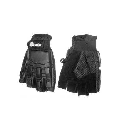 Buddha Half Finger Gloves, size S - Black                    
