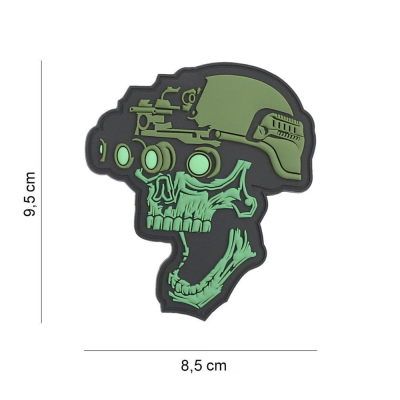 Patch 3D PVC Night vision skull green                    