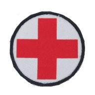 MILITARY Circle Patch red cross white background