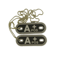 ACCESSORIES Dog Tag blood type A POS black - 3D plastic