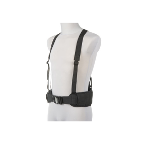 Molle tactical waist belt w/ suspenders, black
Click to view the picture detail.